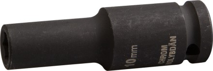 Торцовая головка KRAFTOOL &quot;INDUSTRIE QUALITAT&quot; ударная, удлиненная (1/2&quot;), FLANK, Cr-Mo, фосфатированная, 10 мм 27942-10_z01 купить в Уфе