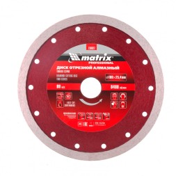 Диск алмазный сплошной тонкий 180 х 25,4 мм мокрое резание Matrix 730827