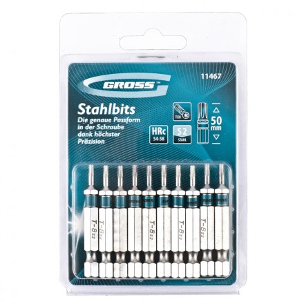 Набор бит TORX 8х50 сталь S2 10 шт GROSS 11467 купить в Уфе