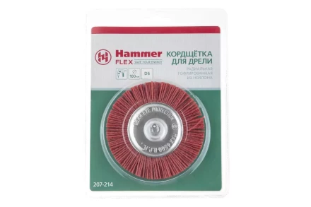Кордщетка HAMMER плоская 100мм для дрели нейлон (207-214) купить в Уфе