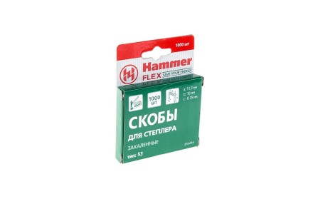 Скобы для степлера HAMMER 215-014  10мм, тип 53, 1000 шт. купить в Уфе