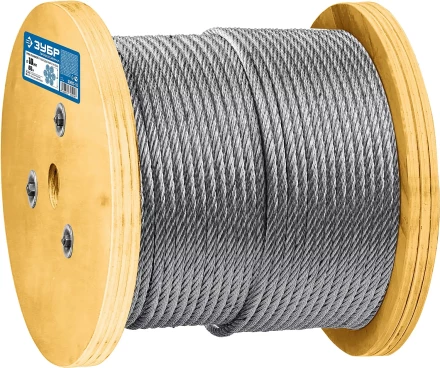 ЗУБР DIN 3066, свивка 6 х 37 + IWR, 10 мм, L 60 м, грузоподъемный стальной трос, Профессионал (30417-10) купить в Уфе