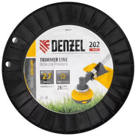 Леска для триммера двухкомпонентная звезда, 2,7мм х 202м, на DIN катушке EXTRA CORD// Denzel 96814 купить в Уфе