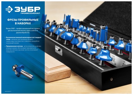 ЗУБР 30 шт, набор профильных фрез по дереву, Профессионал (28796-H30) купить в Уфе