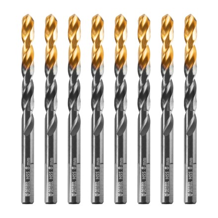Сверло по металлу, 8 мм, HSS-Tin, Golden Tip, 8 шт. Denzel 717219 купить в Уфе