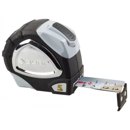 Рулетка ЗУБР "ЭКСПЕРТ" "ПРЕМИУМ", двухкомпонентный корпус, автостоп, полотно с нейлоновым напылением, 5 м / 25 мм 34050-05-25_z01 купить в Уфе