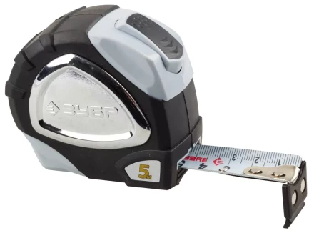 Рулетка ЗУБР "ЭКСПЕРТ" "ПРЕМИУМ", двухкомпонентный корпус, автостоп, полотно с нейлоновым напылением, 5 м / 25 мм 34050-05-25_z01 купить в Уфе