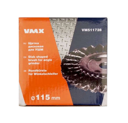 Щетка для УШМ ф22,2/115 мм дисковая сталь витая VMX 511728 купить в Уфе