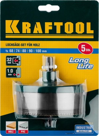 Пила сегментная наборная KRAFTOOL по дереву, 5 полотен: 68-74-80-90-100x32 мм 29584-H5-32 купить в Уфе