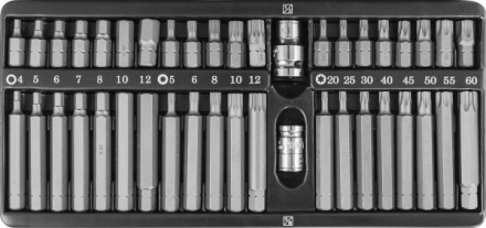 Набор вставок-бит 30 и 75мм Torx T20-T60 Spline М5-М12  42 предмета S29Н4142 SМ Jonnesway 47398 купить в Уфе