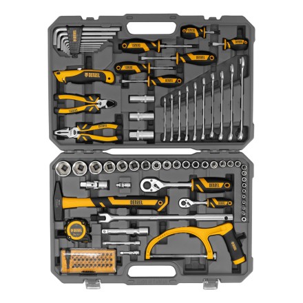 Набор инструментов Denzel 15803, 1/2&quot;, 1/4&quot;, CrV, S2, пластиковый кейс, 100 предметов купить в Уфе