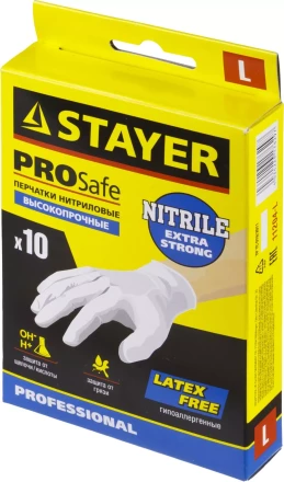 Перчатки STAYER &quot;PROFI&quot; нитриловые экстратонкие, L, 10шт 11204-L купить в Уфе