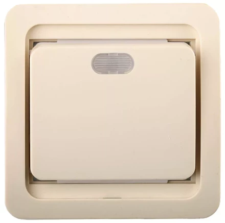 Выключатель СВЕТОЗАР &quot;ГАММА&quot; одноклавишный, с подсветкой, цвет бежевый, 10А/~250В SV-54131-B купить в Уфе