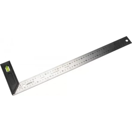 Угольник &quot;ЭКСПЕРТ&quot; разметочный, усиленный, встроенный уровень, гравирован шкала, нерж полотно 37мм, толщина 2мм, 500мм 34397-50 купить в Уфе