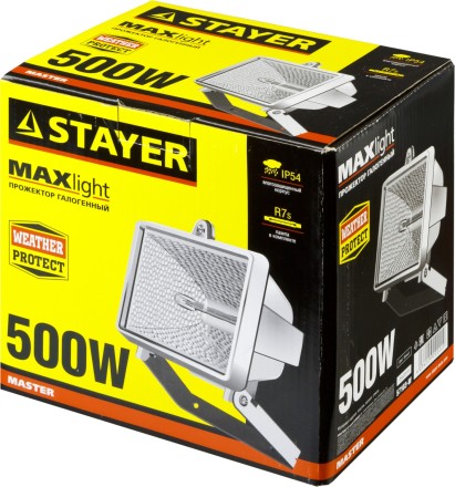 Прожектор STAYER &quot;MASTER&quot; MAXLight галогенный, с дугой крепления под установку, белый, 500Вт 57103-W купить в Уфе
