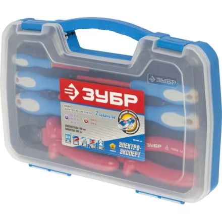 Набор ЗУБР "ПРОФЕССИОНАЛ": Губцевый инструмент, диэлектрический, высоковольтный до ~1000В, 7предм 2214-H7_z01 купить в Уфе