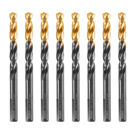Сверло по металлу, 8,5 мм, HSS-Tin, Golden Tip, 8 шт. Denzel 717220 купить в Уфе