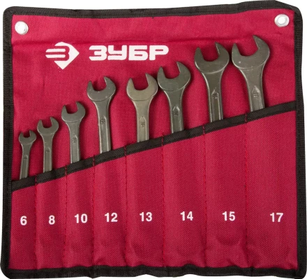 Набор ЗУБР Ключи комбинированные, серия &quot;Т-80&quot;, хромованадиевая сталь, зелёный цинк, 6-17мм, 8шт 27025-H8 купить в Уфе