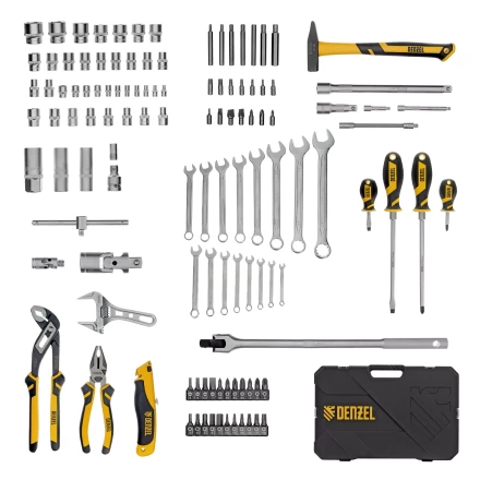 Набор инструментов Denzel 15804, 1/2&quot;, 1/4&quot;, CrV, S2, пластиковый кейс, 122 предмета купить в Уфе