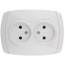 Розетка СВЕТОЗАР "CITY LIGHT" двойная в сборе, без заземления, цвет белый, 16А/~250В SV-54202-W