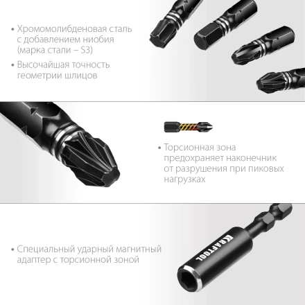 Набор ударных торсионных бит KRAFTOOL Impact, Cr-Mo-V-Nb сталь 26066-H32 купить в Уфе