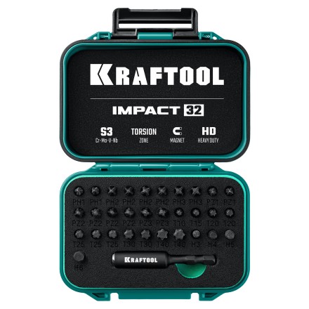 Набор ударных торсионных бит KRAFTOOL Impact, Cr-Mo-V-Nb сталь 26066-H32 купить в Уфе