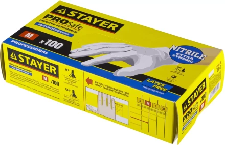 Перчатки STAYER &quot;PROFI&quot; нитриловые экстратонкие, M, 100шт 11203-M купить в Уфе