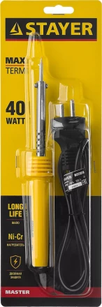 Паяльник STAYER &quot;MASTER&quot; с пластмассовой рукояткой и долговечным жалом, 40 Вт, конус 55305-40 купить в Уфе