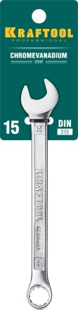 Ключи комбинированные KRAFTOOL, Cr-V, DIN 3113 27079-15 купить в Уфе