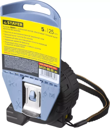 Рулетка STAYER &quot;PROFI&quot; &quot;MARS&quot;, обрезиненный корпус, утолщенное полотно, 5мх25мм 34131-05-25_z01 купить в Уфе