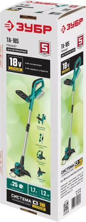 ЗУБР С1-18, 18 В, 25 см, без АКБ, аккумуляторный триммер (ТА-185) купить в Уфе