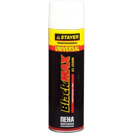 Пена &quot;BlackMAX&quot; монтажная, адаптерная, всесезонная, 500мл, STAYER 41130 купить в Уфе