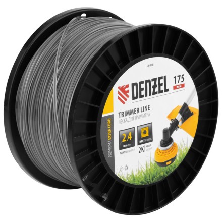 Леска для триммера двухкомпонентная квадрат, 2,4мм х 175м, на DIN катушке EXTRA CORD// Denzel 96818 купить в Уфе