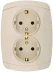 Розетка СВЕТОЗАР &quot;CITY LIGHT&quot; двойная в сборе, с заземлением, цвет бежевый, 16А/~250В SV-54207-B купить в Уфе