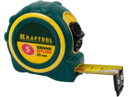 Рулетка KRAFTOOL &quot;GRAND&quot;, двухкомпонентный корпус, двусторонняя шкала, нейлоновое покрытие, 5мх25мм 3412-05_z01 купить в Уфе