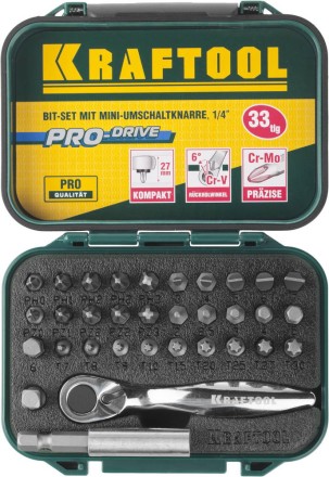 PRO. Наборы в боксе: БИТЫ KRAFTOOL PRO-Drive 26157-H33 купить в Уфе