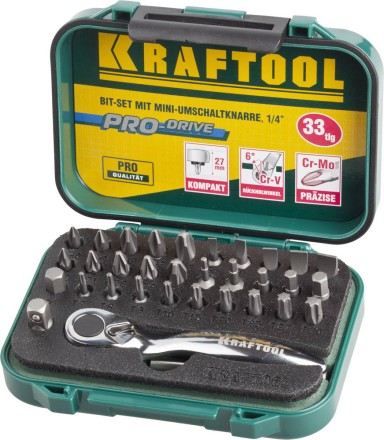 PRO. Наборы в боксе: БИТЫ KRAFTOOL PRO-Drive 26157-H33 купить в Уфе
