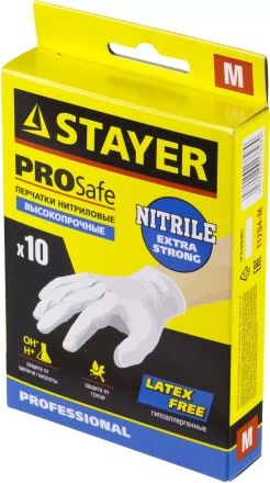 Перчатки STAYER &quot;PROFI&quot; нитриловые экстратонкие, M, 10шт 11204-M купить в Уфе