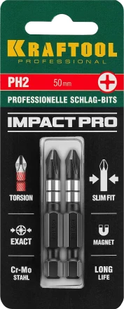 Биты для ударных шуруповертов KRAFTOOL Impact Pro PH 26191-2-50-S2 купить в Уфе