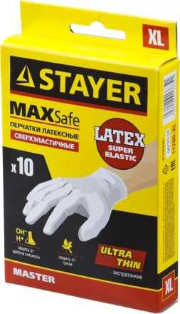 Перчатки STAYER &quot;MASTER&quot; латексные экстратонкие, XL, 10шт 11206-XL купить в Уфе
