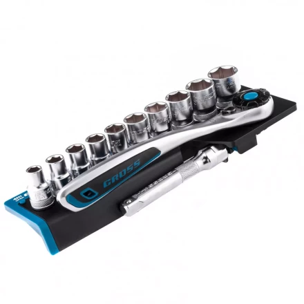 Набор торцевых головок трещотка 120 зубьев 12 предметов 1/2&quot; CrV Gross 14138 купить в Уфе