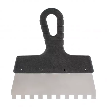 Шпатель из нержавеющей стали 150 мм зуб 4 х 4 мм пластмассовая ручка 85154 купить в Уфе