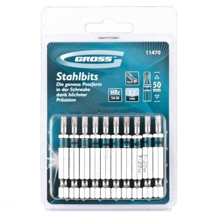 Набор бит TORX 20х50 сталь S2 10 шт GROSS 11470 купить в Уфе