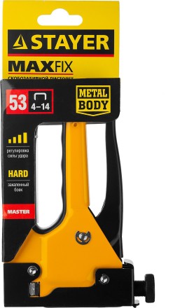 Степлер &quot;Max 53&quot; с регулировкой силы удара, металлический корпус, для тонкой скобы тип 53 (4-14 мм), STAYER Master 31501 купить в Уфе