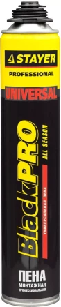 Пена &quot;BlackPRO&quot; профессиональная, монтажная, пистолетная, всесезонная, 750мл, STAYER 41135 купить в Уфе