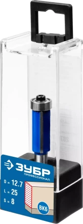 ЗУБР 12.7 x 25 мм, хвостовик 8 мм, фреза кромочная с нижним подшипником, Профессионал (28727-12.7-25) купить в Уфе