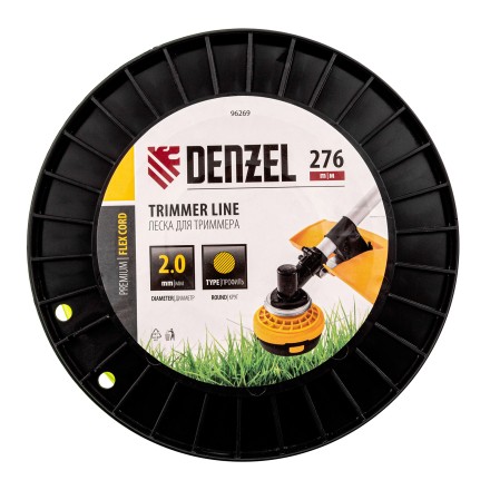 Леска для триммера круглая, 2,0мм х 276м, на DIN катушке FLEX CORD,  Denzel 96269 купить в Уфе