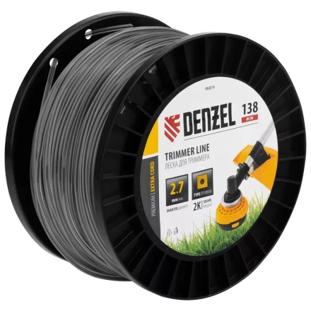 Леска для триммера двухкомпонентная квадрат, 2,7мм х 138м, на DIN катушке EXTRA CORD// Denzel 96819 купить в Уфе