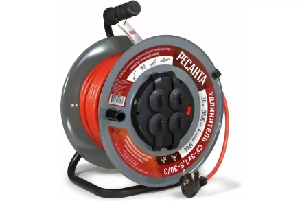 Удлинитель силовой на металлической катушке Ресанта СУ-3х1,5-30/3 (с выкл., 4 розетки, IP44) 61/118/7 купить в Уфе