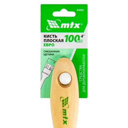 Кисть плоская &quot;Евро&quot; 4&quot;, смешанная щетина, деревянная ручка MTX 83082 купить в Уфе
